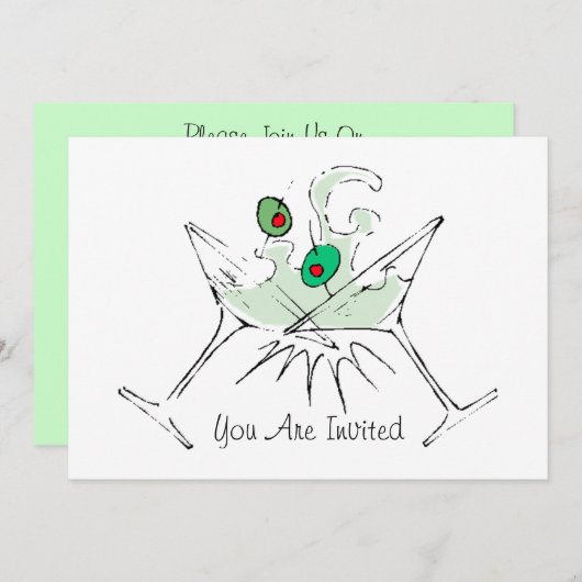 Cocktail Party Einladung Minimalistischer Look (Vorne/Hinten)