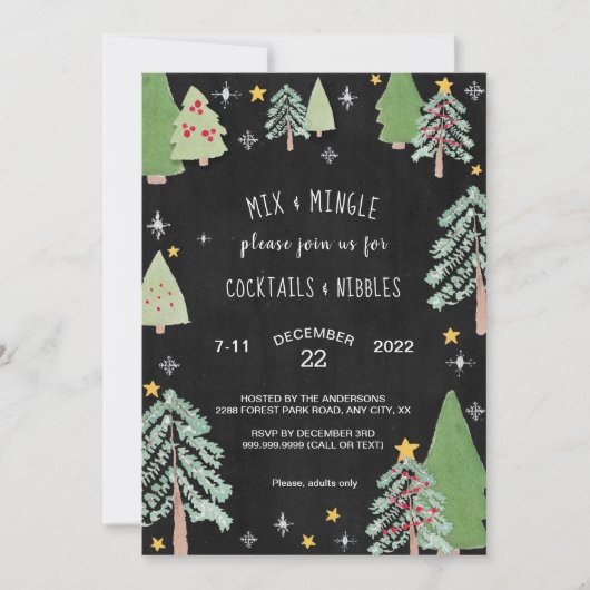 Cocktail-Party Einladung, Nachtkiefern Einladung (Vorderseite)