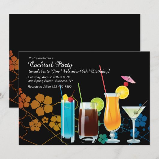 Cocktail-Party Einladungen (Vorne/Hinten)