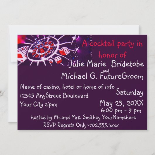 Cocktail Party Einladungen Casino Glücksspiel Them (Vorderseite)