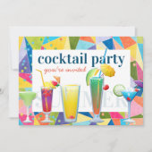 Cocktail Party Farbenfrohe Regenbogen Sommergeträn Einladung (Vorderseite)