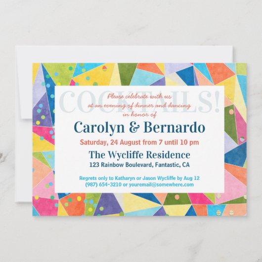 Cocktail Party Farbenfrohe Regenbogen Sommergeträn Einladung (Rückseite)