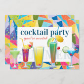 Cocktail Party Farbenfrohe Regenbogen Sommergeträn Einladung (Vorne/Hinten)