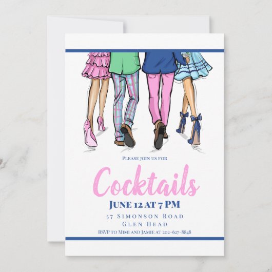 Cocktail Party Fashion Couples Preppy Einladung (Vorderseite)