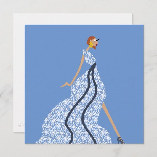 Cocktail Party Fashion Illustration Card Einladung (Vorne/Hinten)