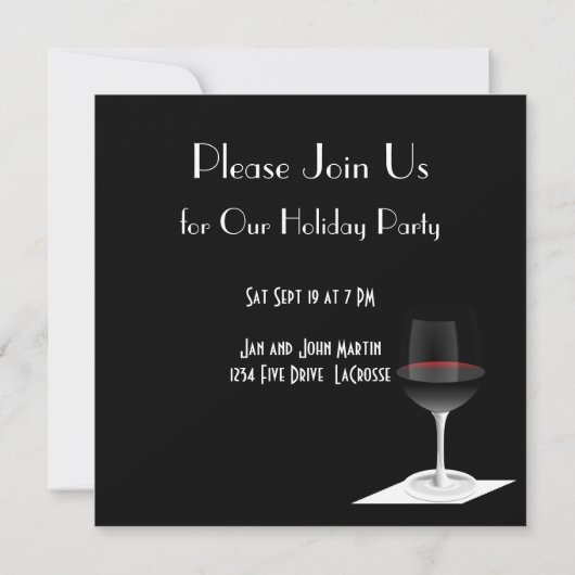 Cocktail Party Feier in Schwarz und Weiß Einladung (Rückseite)
