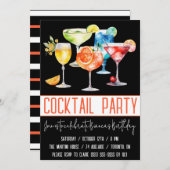 Cocktail-Party, Fruchtsaft, Geburtstagsparty Einladung (Vorne/Hinten)