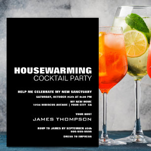 Cocktail-Party für den Haushalt Modernes Schwarz-w Einladung
