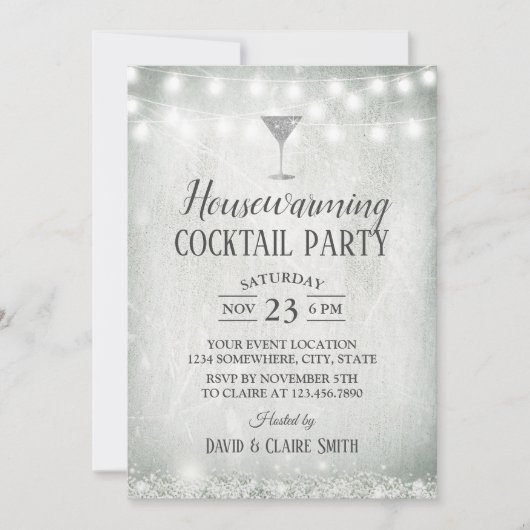 Cocktail-Party für Haustiere Rustikales Gipskraut Einladung (Vorderseite)