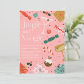 Cocktail-Party für Jingle und Mingle Einladung (Stehend Vorderseite)