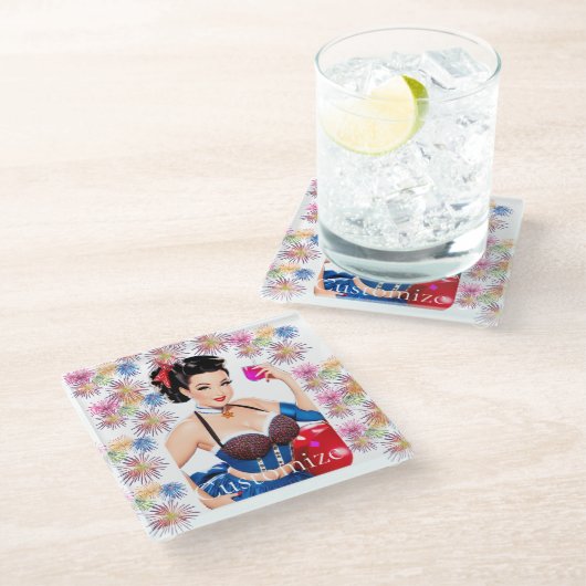 Cocktail Party Girl Thunder_Cove Glasuntersetzer (Schrägansicht)