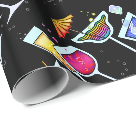 Cocktail-Party-Gläser VERPACKUNGS-PAPIER Geschenkpapier (Rolleneckpunkt)