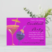 Cocktail Party Happy Birthday Einladungen Drinks (Stehend Vorderseite)