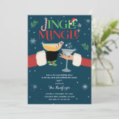 Cocktail-Party "Jingle and Mingle Invitore Holiday Einladung (Stehend Vorderseite)