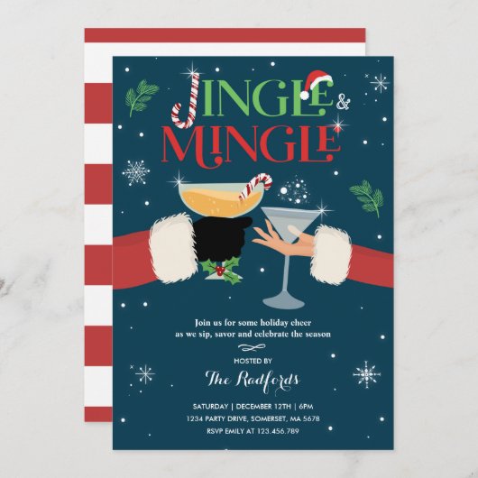 Cocktail-Party "Jingle and Mingle Invitore Holiday Einladung (Vorne/Hinten)
