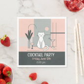 Cocktail Party Katzen im Retro-Stil Serviette (Beispiel)
