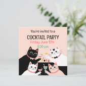 Cocktail-Party-Katzen Retro-Sophilie Einladung (Stehend Vorderseite)