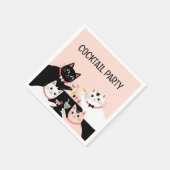 Cocktail-Party-Katzen Retro-Sophilie Serviette (Ecke)