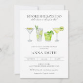 Cocktail Party Margarita Brautparty Einladung (Vorderseite)