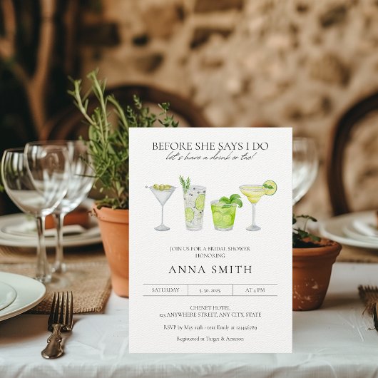Cocktail Party Margarita Brautparty Einladung
