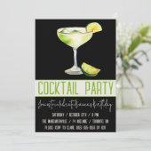 Cocktail Party, Margarita, Drink, Geburtstagsparty Einladung (Stehend Vorderseite)