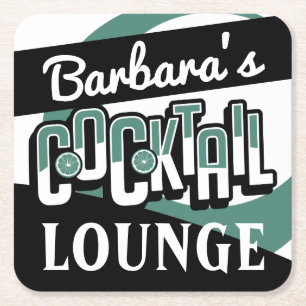 COCKTAIL PARTY Mitte Jahrhundert Modernes Bar Squa Rechteckiger Pappuntersetzer