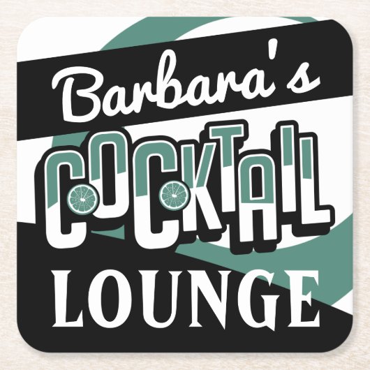 COCKTAIL PARTY Mitte Jahrhundert Modernes Bar Squa Rechteckiger Pappuntersetzer (Vorderseite)