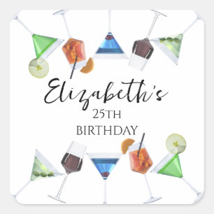 Cocktail-Party Quadratischer Aufkleber