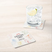 Cocktail Party Retro Geburtstagsparty Rechteckiger Pappuntersetzer (Vor Ort)