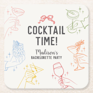Cocktail Party Retro Junggeselinnen-Abschied Rechteckiger Pappuntersetzer