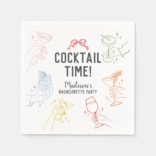 Cocktail Party Retro Junggeselinnen-Abschied Serviette (Vorderseite)