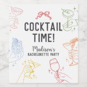 Cocktail Party Retro Junggeselinnen-Abschied Weinetikett (Einzelnes Label)