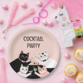 Cocktail Party Retrokatzen Papierplatte Pappteller (Party)