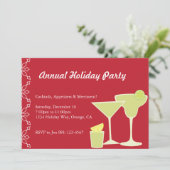 Cocktail Party Rot Einladung (Stehend Vorderseite)