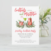 Cocktail Party Rot Grün Feierliche Getränke Einladung (Stehend Vorderseite)