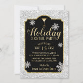 Cocktail Party Snowflakes Modernes Silber Einladung (Vorderseite)