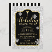 Cocktail Party Snowflakes Modernes Silber Einladung (Vorne/Hinten)