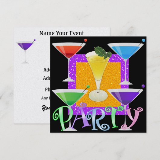 Cocktail-PARTY - SRF Einladung (Vorne/Hinten)