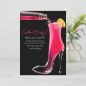 Cocktail Party Stiletto und Cocktails Einladung (Stehend Vorderseite)