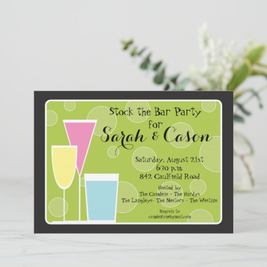 Cocktail-Party-Trio-Vorrat die Bar-Einladung Einladung (Stehend Vorderseite)