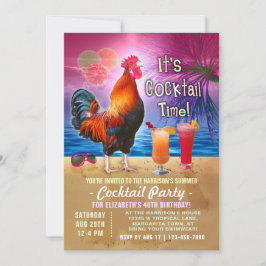 Cocktail Party Tropischer Rooster Funny Birthday Einladung