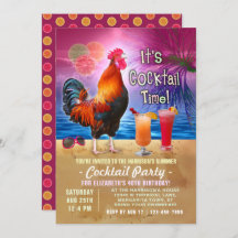 Cocktail Party Tropischer Rooster Funny Birthday