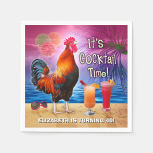 Cocktail Party Tropischer Rooster Funny Birthday Serviette