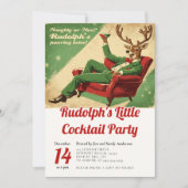 Cocktail Party Vintag Funny Retro Weihnachten Part Einladung (Vorderseite)