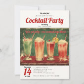 Cocktail Party Vintag Red Retro Weihnachts-Party Einladung (Vorderseite)