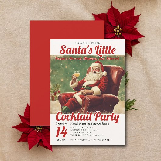 Cocktail Party Vintag Santa Fun Weihnachten Party Einladung