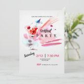 Cocktail Party Wasserfarben Einladung (Stehend Vorderseite)