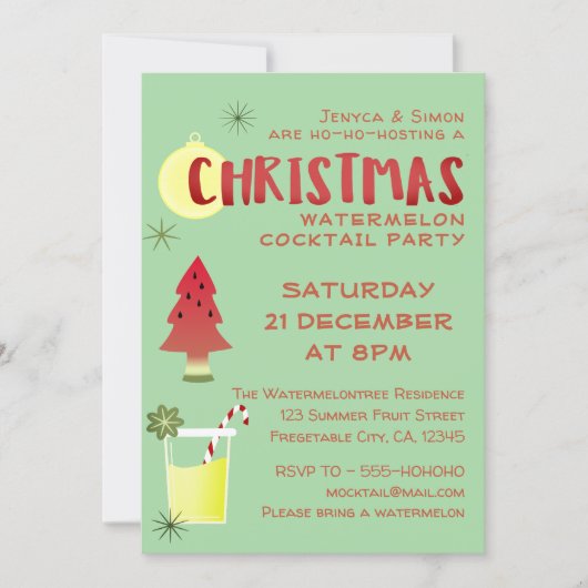 Cocktail Party Weihnachtsfeiertag Einladung (Vorderseite)