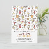 Cocktail Pattern 24. Geburtstag Einladungen Modern (Stehend Vorderseite)