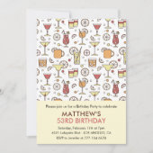 Cocktail Pattern Retro Champagner 53. Geburtstag Einladung (Vorderseite)